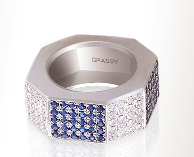 sortija oro pavé zafiros